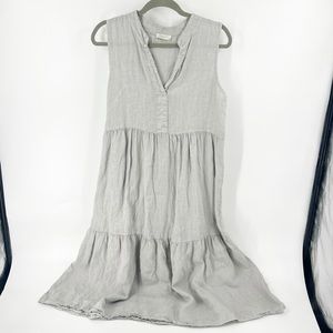 Bellambra Italy Linen Dress LT GREY TIERED SIZE MEDIUM